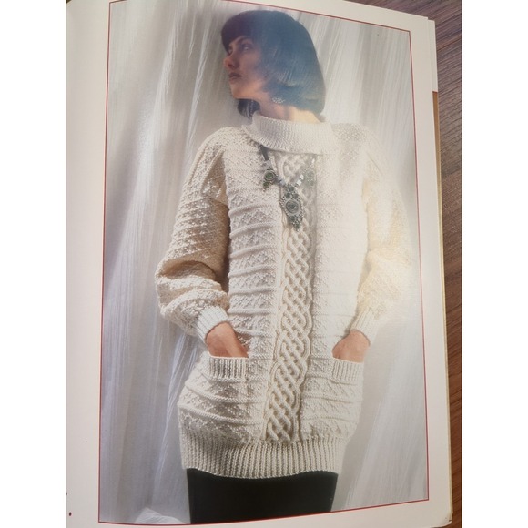 Vtg Fisherman Sweater Knitting Patterns Aran Motifs 80s Cardigan Patons 514 Wool - Picture 4 of 9